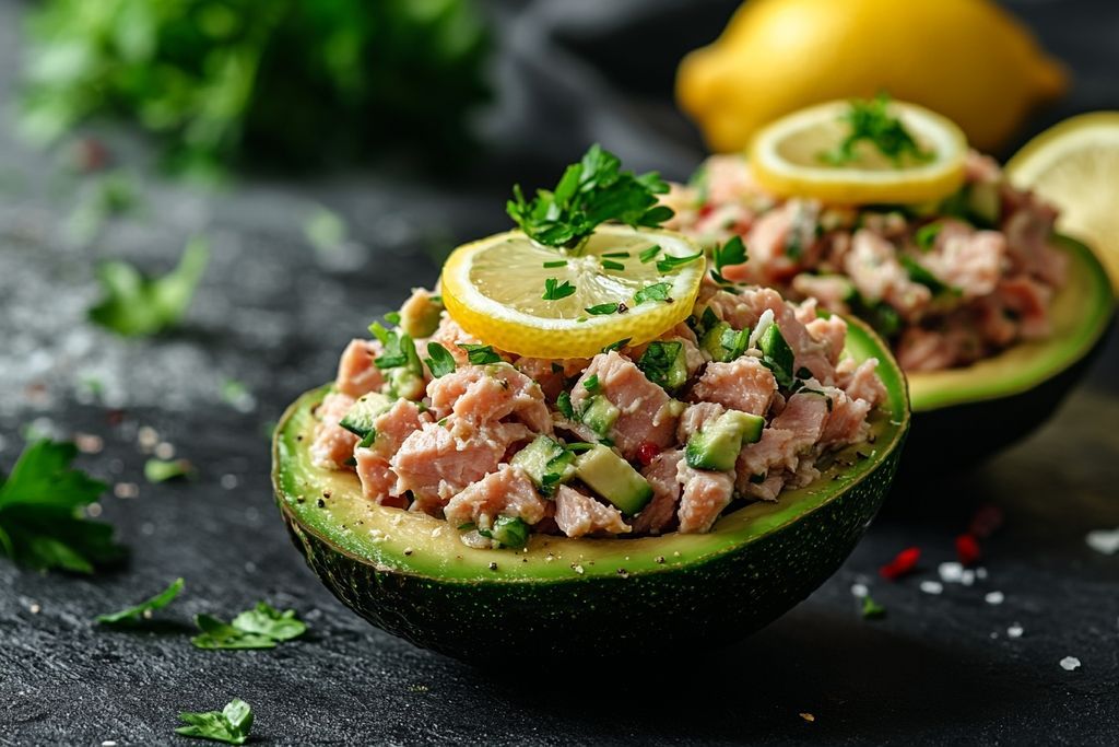 Avocat garni de thon