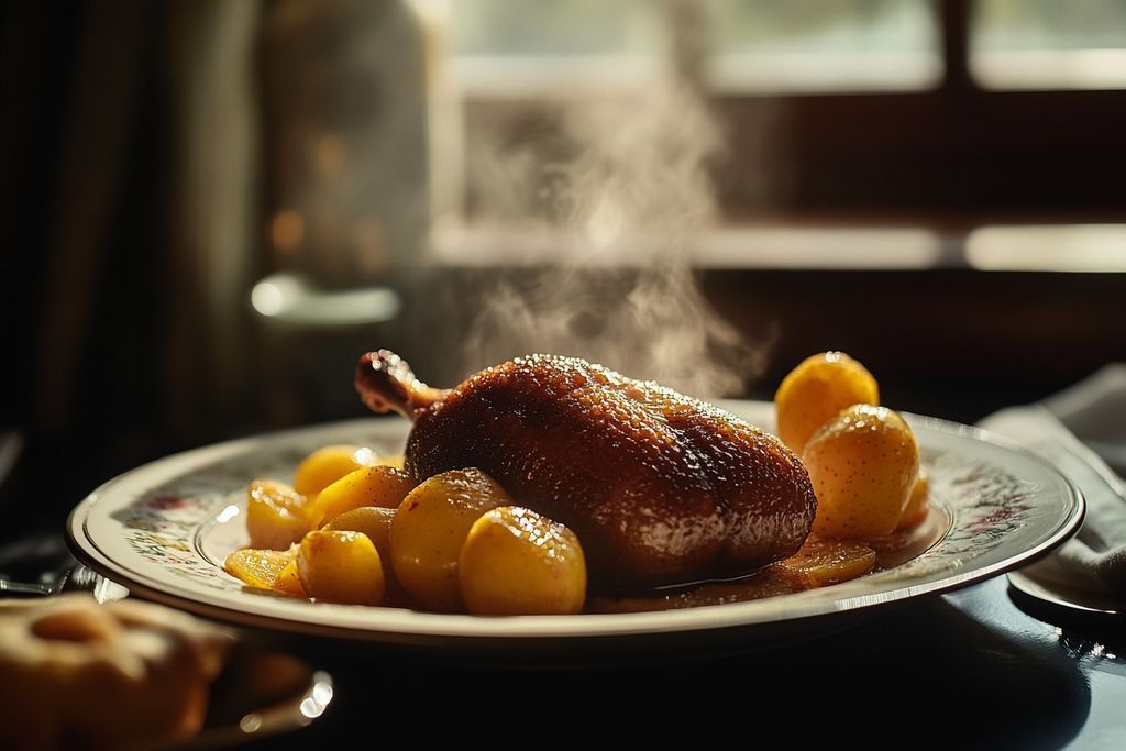 Délicieuse poêlée de coings et magret de canard rôti au four