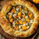 Délicieux feuilleté de courge agrémenté de fromage de chèvre et d’une touche de cumin